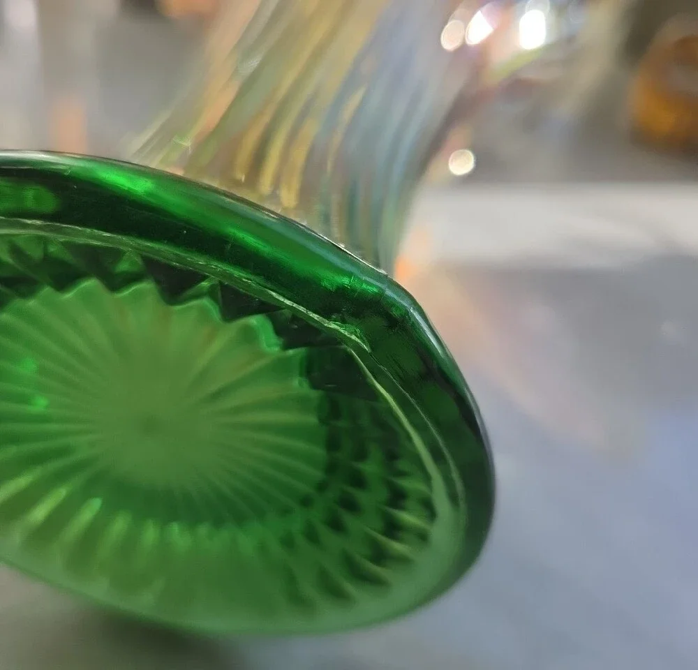 Northwood Green and Orange Glass Vase